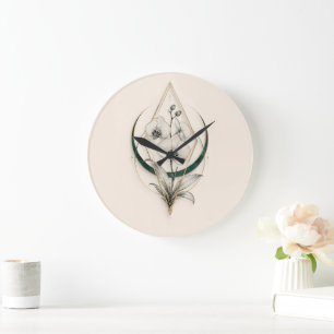 Minimalistische Geometrische Gouden Orchidee Luxe Grote Klok