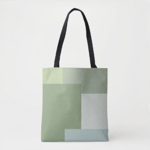 Minimalistische geometrische kleurblok Sage Green  Draagtas