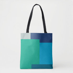 Minimalistische geometrische kleurenblok Blauw Gro Draagtas