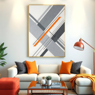 Minimalistische geometrische oranje accent poster