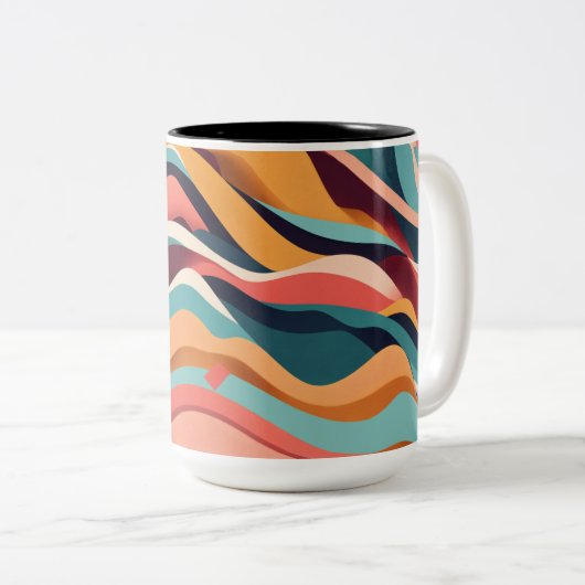 Minimalistische geometrische patronen - tweetonige tweekleurige koffiemok (Voorkant rechts)