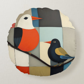 Minimalistische geometrische vogels rond kussen