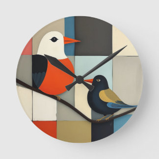 Minimalistische geometrische vogels ronde klok