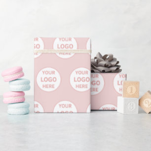 Minimalistische gepersonaliseerde Logo Pink Cadeaupapier