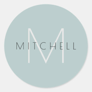Minimalistische gepersonaliseerde moderne turquois ronde sticker