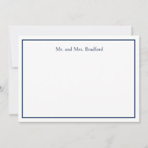 Minimalistische gepersonaliseerde naam in navyblau notitiekaartje
