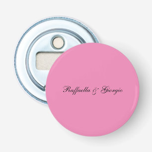Minimalistische gepersonaliseerde naam roze kleur button flesopener