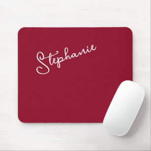 Minimalistische gepersonaliseerde script naam rood muismat