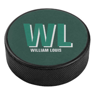 Minimalistische geschenkset met smaragdgroene mono hockey puck