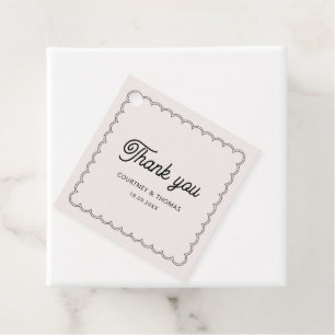 Minimalistische geschulpte rand bedankkaartje bedankjes labels