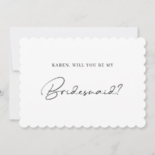 Minimalistische geschulpte rand bruidsmeisje voors kaart