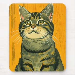 Minimalistische Gestreepte Grijze Tabby Muismat