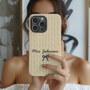 Minimalistische gestreepte trouw bruidsmeisje brui iPhone 15 pro hoesje