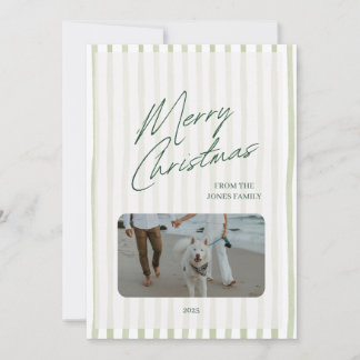 Minimalistische gestreepte vrolijk kerstfeest foto kaart