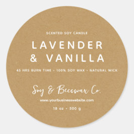 Minimalistische geurende soja bijenwas kaars KRAFT Ronde Sticker