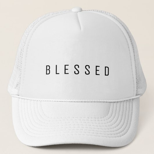 Minimalistische GEZEGENDE Tekst Wit Trucker Pet (Voorkant)