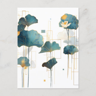 Minimalistische Ginkgo Lotus Zen Line Aankondigingskaart