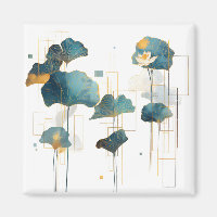 Minimalistische Ginkgo Lotus Zen Line