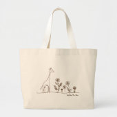 Minimalistische Giraffe Flowers Line Art Tekening Grote Tote Bag (Voorkant)