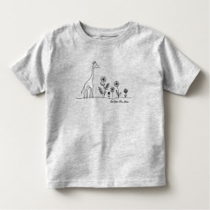 Minimalistische Giraffe Flowers Line Art Tekening Kinder Shirts