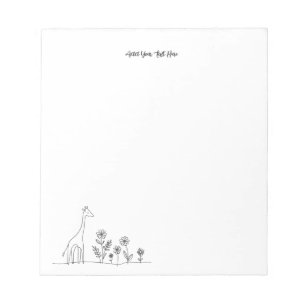 Minimalistische Giraffe Flowers Line Art Tekening Notitieblok