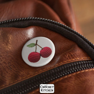 Minimalistische Girly Crochet Red Cherry Monogram Ronde Button 5,7 Cm
