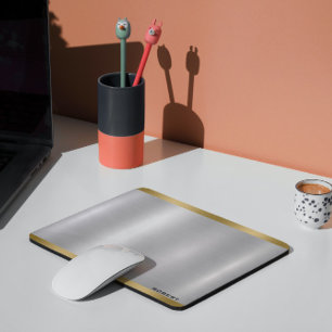 Minimalistische gladde zilveren & gouden metallic  muismat