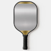 Minimalistische gladde zilveren & gouden metallic pickleball paddle (Achterkant)