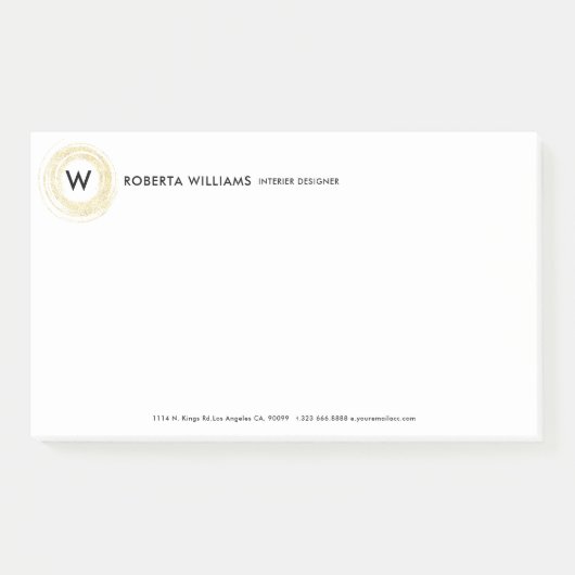 Minimalistische glittercirkel Logo Post-it® Notes (Voorkant)