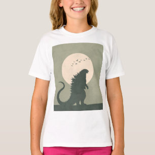 Minimalistische Godzilla Maan Krachtige Kaiju Si T-shirt