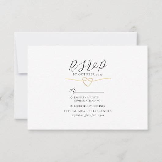 Minimalistische Gold Black Wedding RSVP Kaart (Voorkant)
