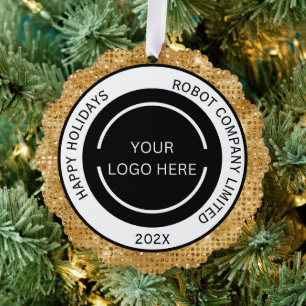 Minimalistische Gold Company Logo en naam Ornament Kaart