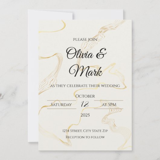 Minimalistische Gold Foil bruiloft uitnodiging | M (Voorkant)