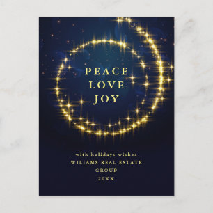 Minimalistische Golden Sparkle Lights Navy Kerstmi Briefkaart