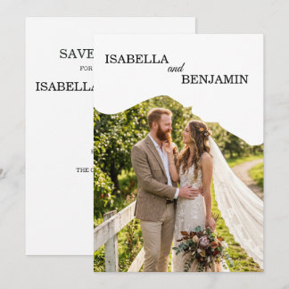 Minimalistische golfborder foto huwelijksaankondig save the date