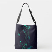 Minimalistische Golfer Green Glow Silhouette Crossbody Tas (Achterkant)