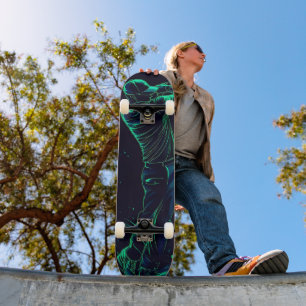 Minimalistische Golfer Green Glow Silhouette Skateboard