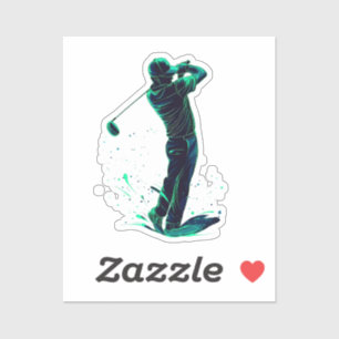 Minimalistische Golfer Groen Glow Silhouet Sticker