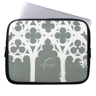 Minimalistische gotische raam kalligrafie salie laptop sleeve