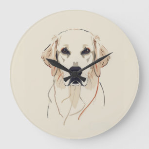Minimalistische Goud Retriever Lijn Kunst Grote Klok