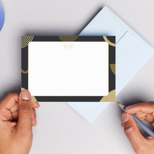 Minimalistische goud & zwarte rand monogram notiti notitiekaartje
