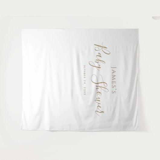 Minimalistische gouden Baby showers achtergrond Wandkleed (Voorkant (horizontaal))