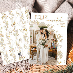 Minimalistische gouden boog foto Feliz Navidad Kaa Feestdagenkaart