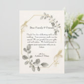 Minimalistische gouden botanische bruiloft bedankkaart (Staand voorkant)