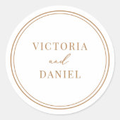 Minimalistische gouden bruiloft gunsten envelop af ronde sticker (Voorkant)