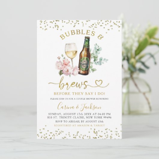 Minimalistische gouden bubbels en brouwsels Koppel Kaart (Staand voorkant)