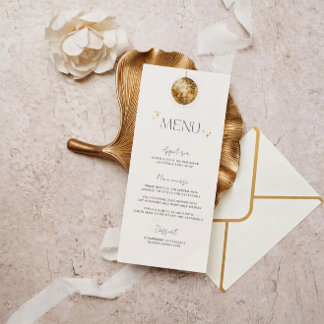 Minimalistische Gouden Disco Bal Huwelijksmenu Menu