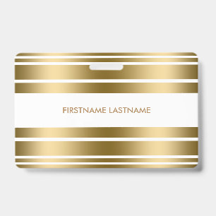 Minimalistische gouden en witte strepen badge