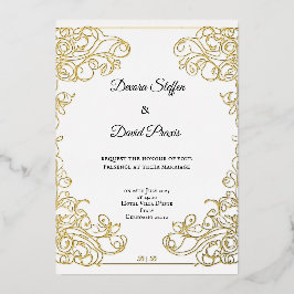 Minimalistische gouden folie elegante decoratieve  uitnodiging