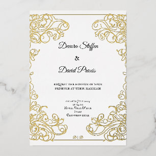 Minimalistische gouden folie sierlijke uitnodiging